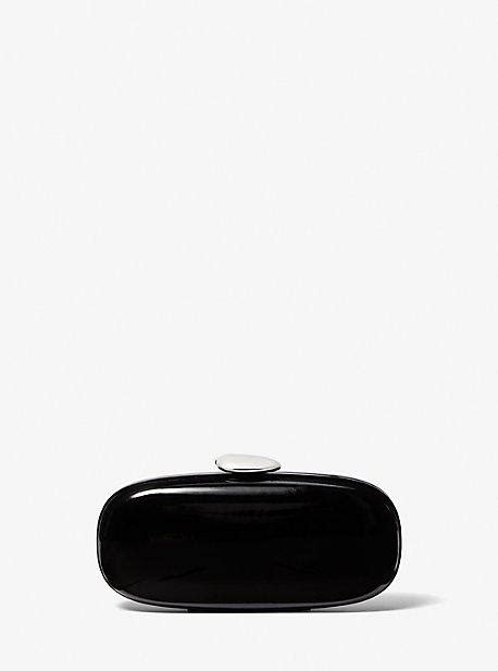 michael kors tina black|Tina Small Patent Leather Minaudière .